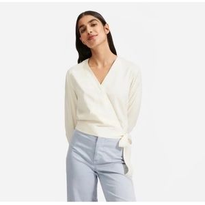 Everlane washable silk wrap top ivory